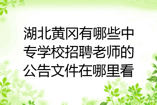 湖北黄冈有哪些中专学校招聘老师的公告文件在哪里看