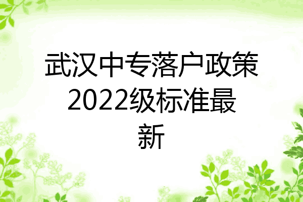 武汉中专落户政策2022级标准最新