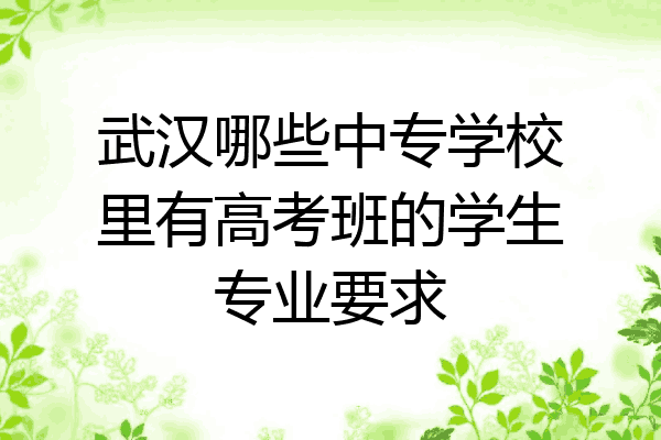 武汉哪些中专学校里有高考班的学生专业要求