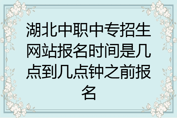 湖北中职中专招生网站报名时间是几点到几点钟之前报名