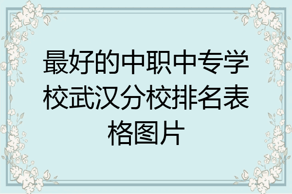 最好的中职中专学校武汉分校排名表格图片