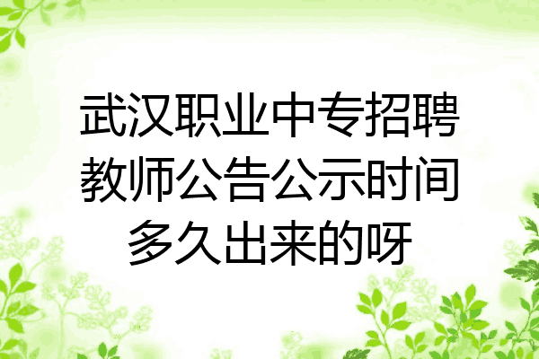 武汉职业中专招聘教师公告公示时间多久出来的呀