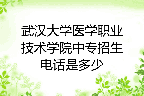 武汉大学医学职业技术学院中专招生电话是多少