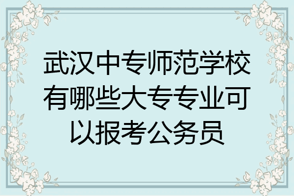 武汉中专师范学校有哪些大专专业可以报考公务员