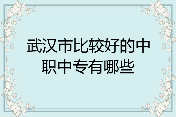 武汉市比较好的中职中专有哪些
