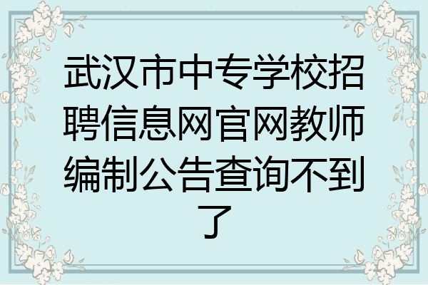 武汉市中专学校招聘信息网官网教师编制公告查询不到了