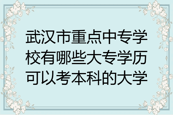 武汉市重点中专学校有哪些大专学历可以考本科的大学