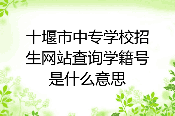 十堰市中专学校招生网站查询学籍号是什么意思
