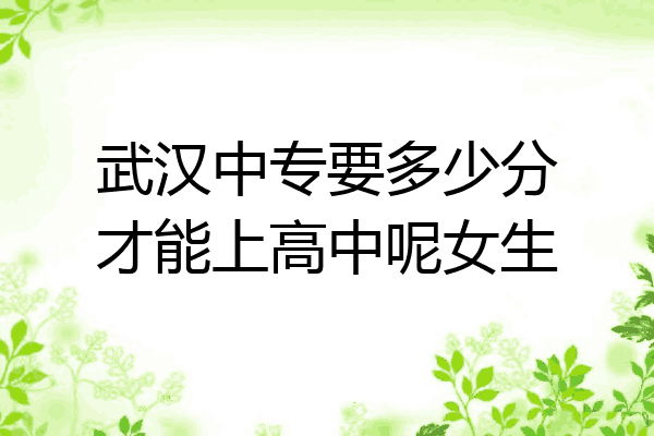 武汉中专要多少分才能上高中呢女生