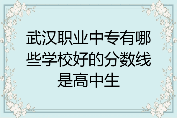 武汉职业中专有哪些学校好的分数线是高中生