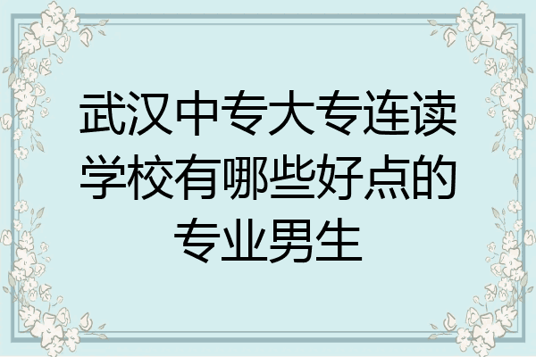 武汉中专大专连读学校有哪些好点的专业男生