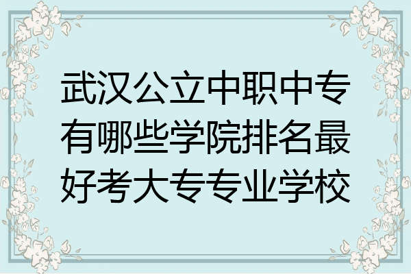 武汉公立中职中专有哪些学院排名最好考大专专业学校