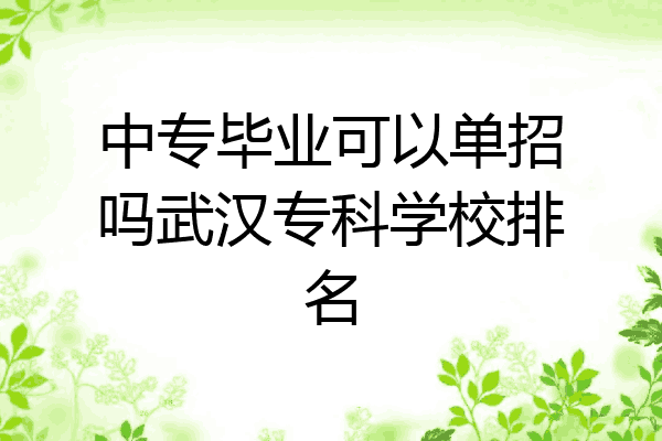 中专毕业可以单招吗武汉专科学校排名