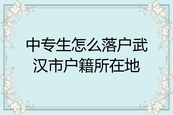 中专生怎么落户武汉市户籍所在地