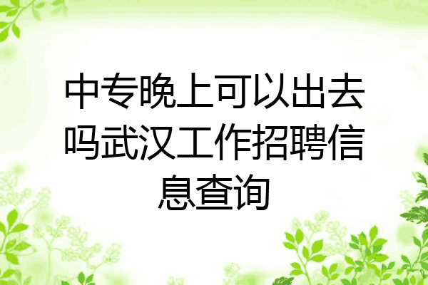 中专晚上可以出去吗武汉工作招聘信息查询