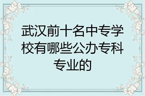 武汉前十名中专学校有哪些公办专科专业的