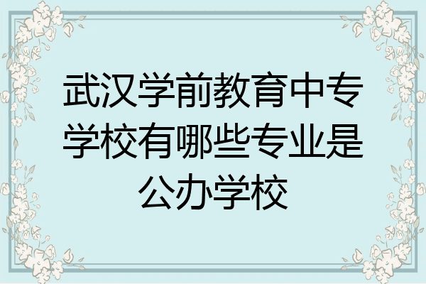 武汉学前教育中专学校有哪些专业是公办学校