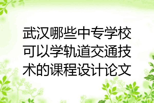 武汉哪些中专学校可以学轨道交通技术的课程设计论文
