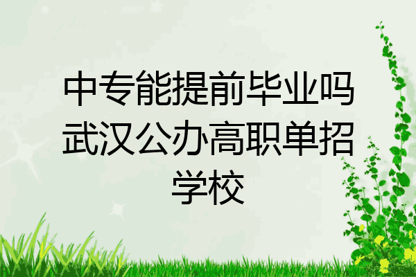 中专能提前毕业吗武汉公办高职单招学校