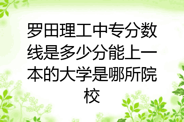 罗田理工中专分数线是多少分能上一本的大学是哪所院校