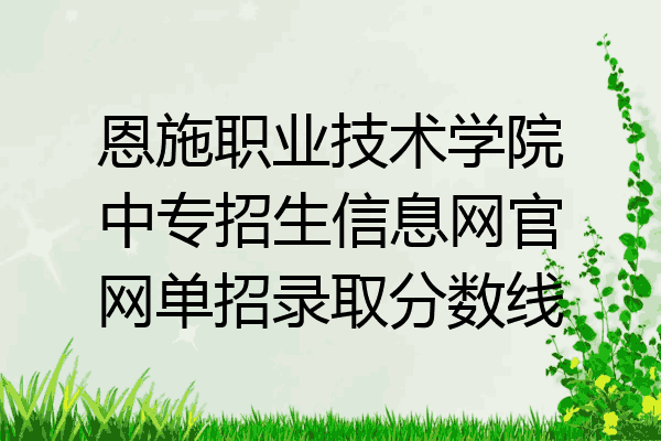 恩施职业技术学院中专招生信息网官网单招录取分数线