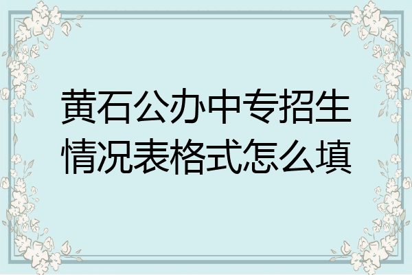黄石公办中专招生情况表格式怎么填