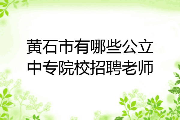 黄石市有哪些公立中专院校招聘老师