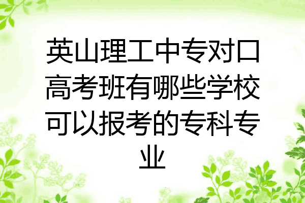 英山理工中专对口高考班有哪些学校可以报考的专科专业