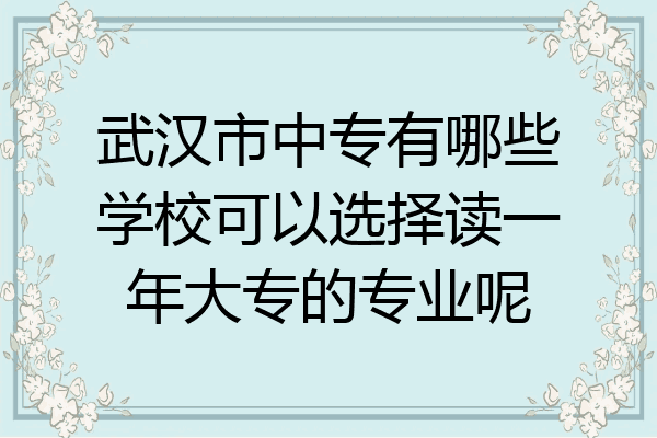 武汉市中专有哪些学校可以选择读一年大专的专业呢