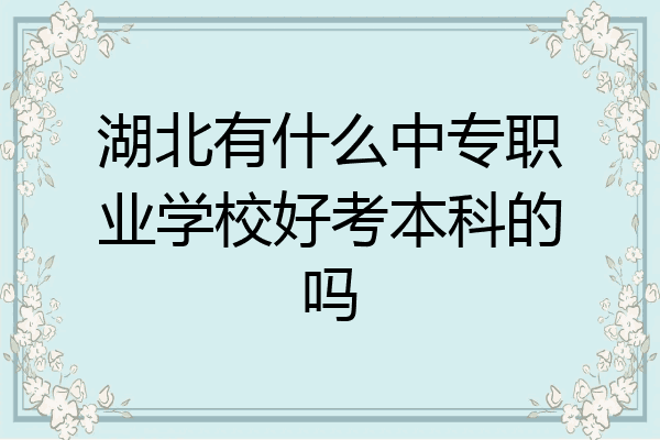 湖北有什么中专职业学校好考本科的吗