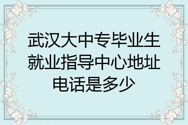 武汉大中专毕业生就业指导中心地址电话是多少