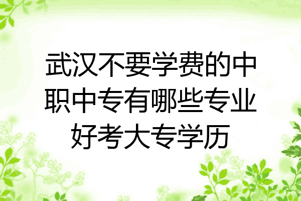 武汉不要学费的中职中专有哪些专业好考大专学历