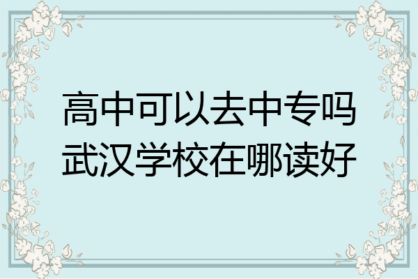 高中可以去中专吗武汉学校在哪读好
