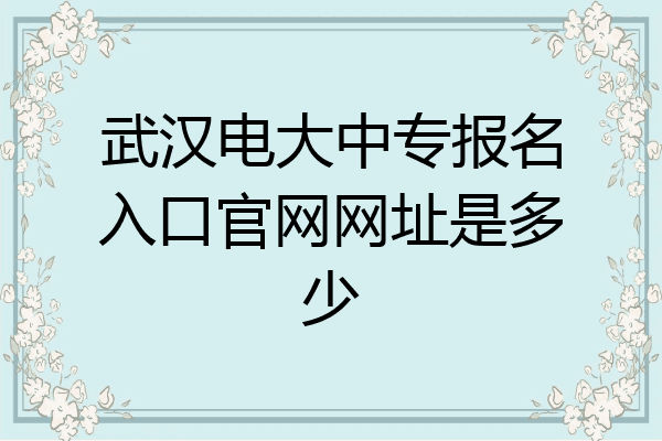 武汉电大中专报名入口官网网址是多少