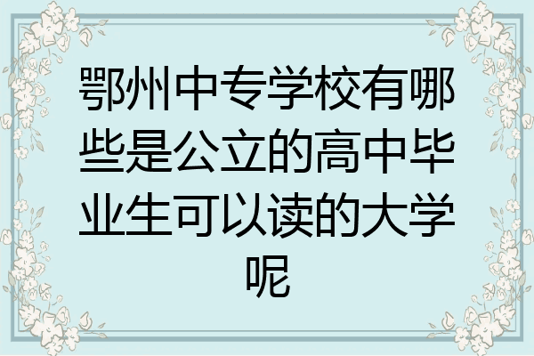 鄂州中专学校有哪些是公立的高中毕业生可以读的大学呢
