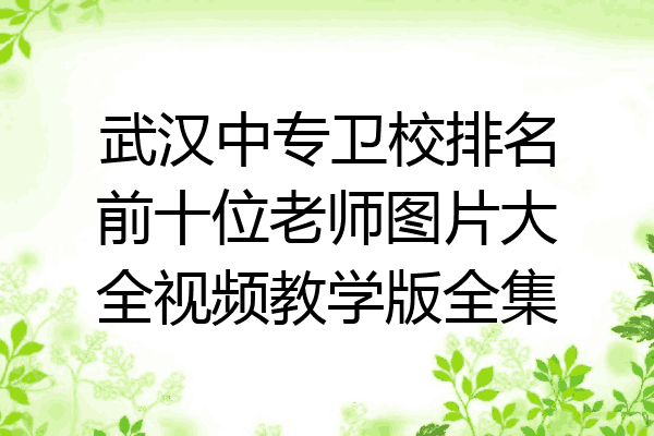 武汉中专卫校排名前十位老师图片大全视频教学版全集