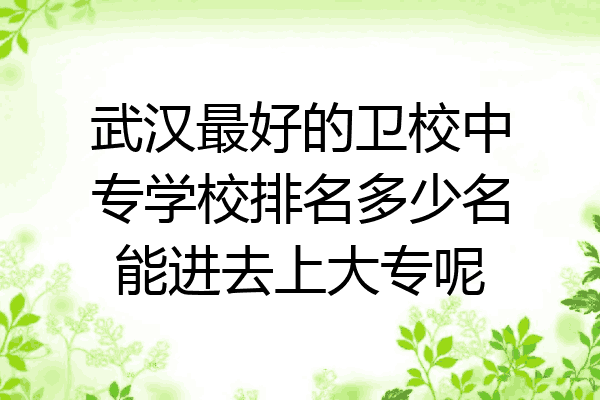 武汉最好的卫校中专学校排名多少名能进去上大专呢
