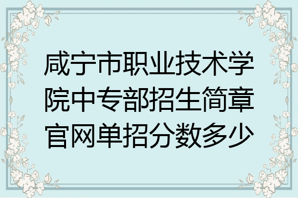 咸宁市职业技术学院中专部招生简章官网单招分数多少