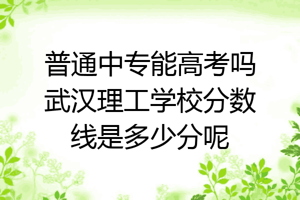 普通中专能高考吗武汉理工学校分数线是多少分呢