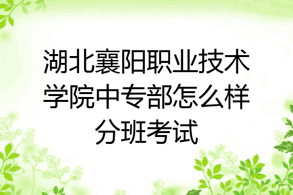 湖北襄阳职业技术学院中专部怎么样分班考试
