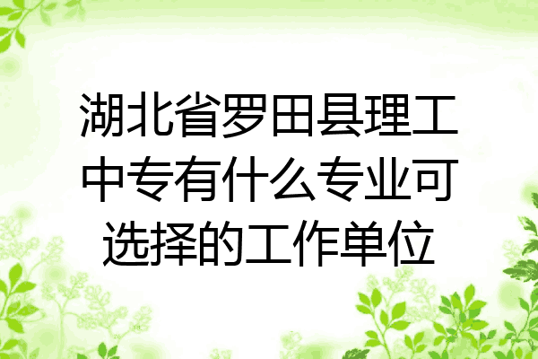 湖北省罗田县理工中专有什么专业可选择的工作单位