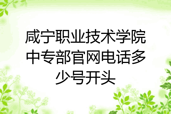 咸宁职业技术学院中专部官网电话多少号开头