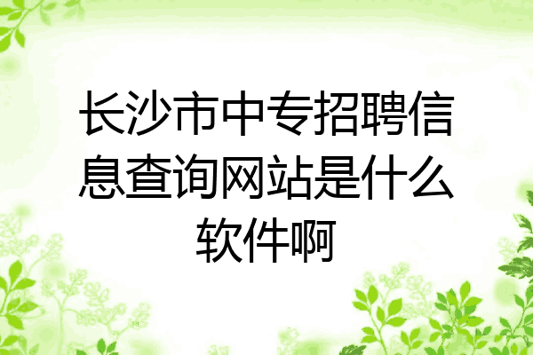 长沙市中专招聘信息查询网站是什么软件啊