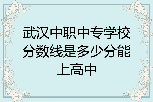 武汉中职中专学校分数线是多少分能上高中