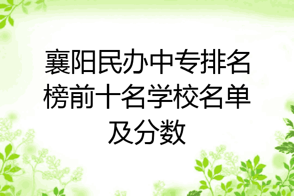 襄阳民办中专排名榜前十名学校名单及分数