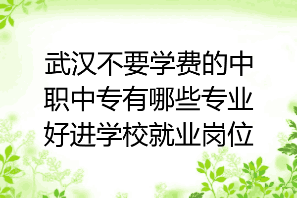 武汉不要学费的中职中专有哪些专业好进学校就业岗位
