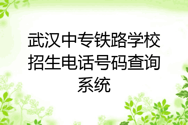 武汉中专铁路学校招生电话号码查询系统