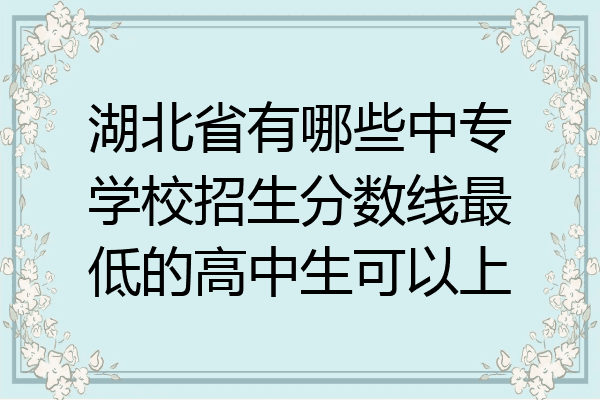湖北省有哪些中专学校招生分数线最低的高中生可以上