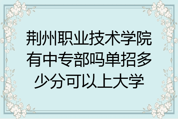 荆州职业技术学院有中专部吗单招多少分可以上大学