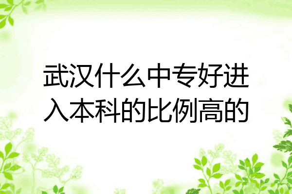 武汉什么中专好进入本科的比例高的